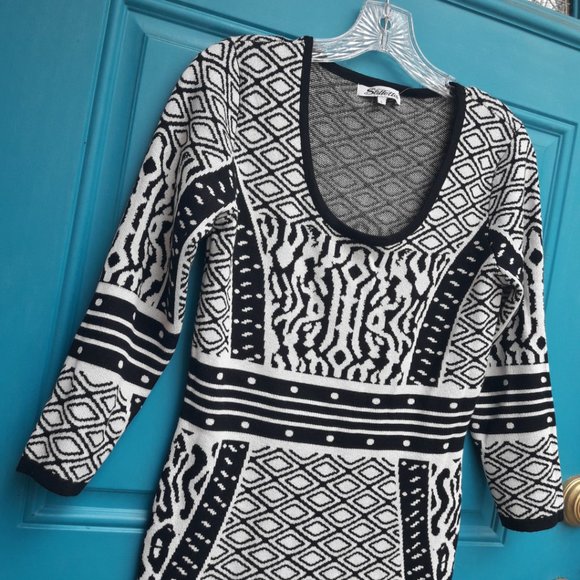 Animal Print Dress Body Con Rayon Knit Gorgeous Wild Black and White Print - Picture 7 of 16